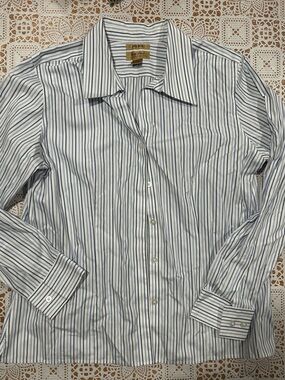 Investments Gold Label Non Iron Blue Stripe Cotton Shirt Size 14